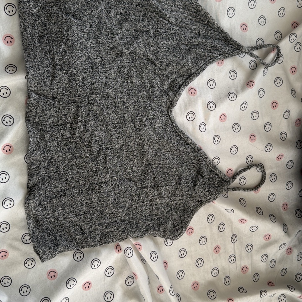 American Eagle Outfitters Gray Knit Crop Tank